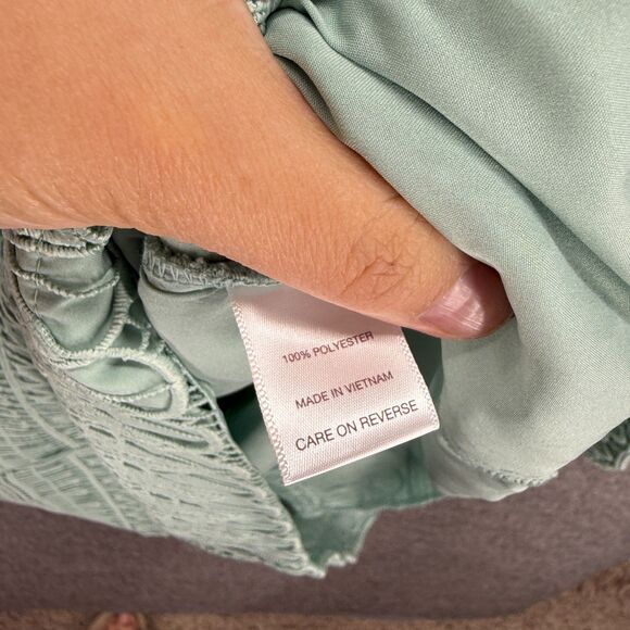 Eva Mendes Dress Women M Medium Blue Geometric Crochet Sheath Midi Zipper Lined - Picture 5 of 8